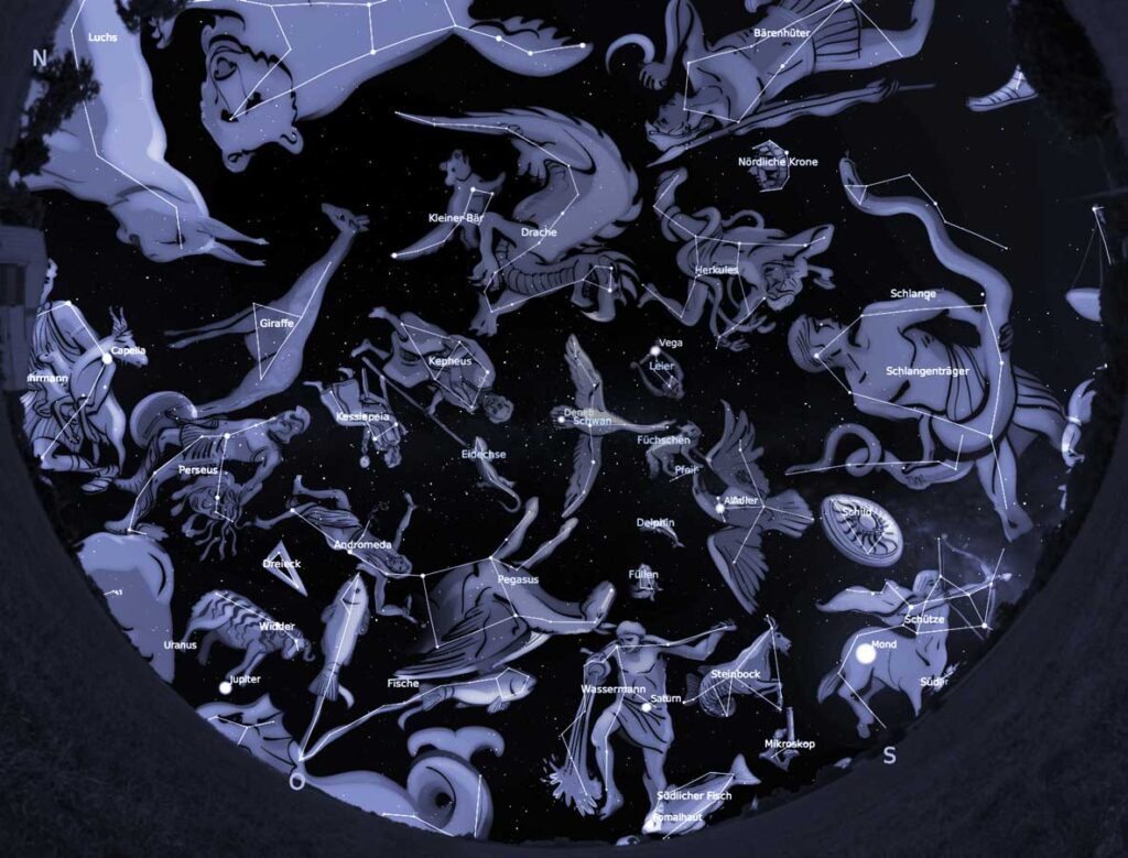 Sternbildzeichnungen aus dem Programm Stellarium